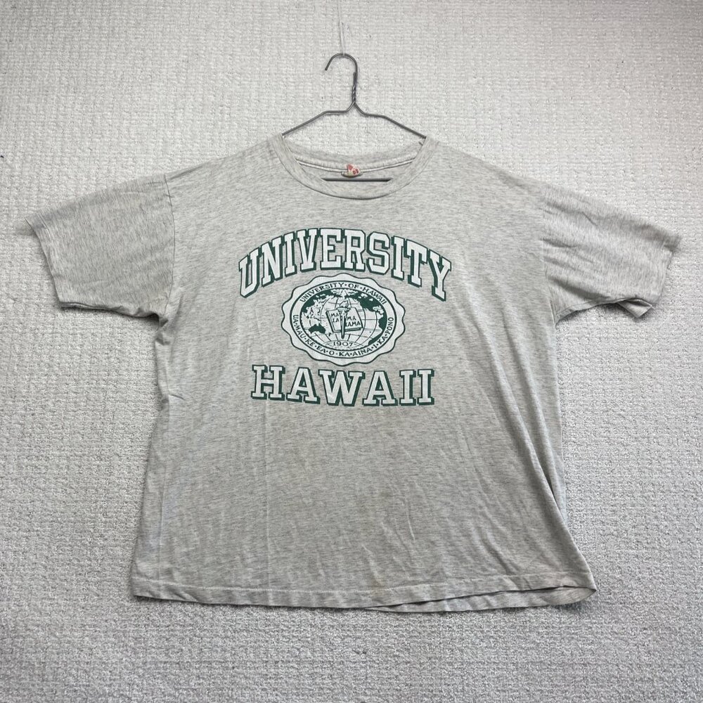 Vintage University of Hawaii Shirt College Grey / Green XL Canada Made Read*